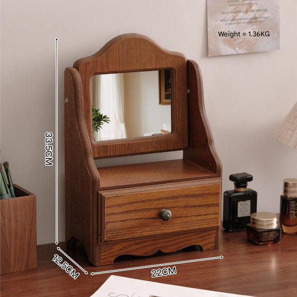 Elosung Square Tabletop Vanity Mirror With Drawer Elegant Design Makeup Mirrors
