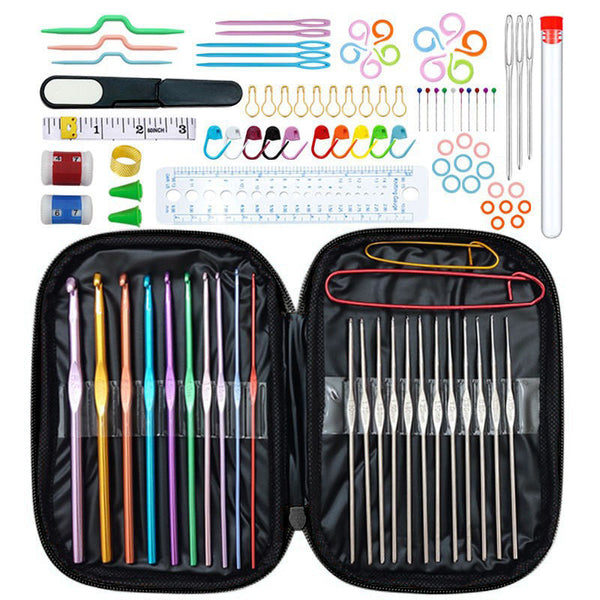 Elosung Black 100 Piece Crochet Kit With Storage Case For Beginners And Professionals Other Crocheting And Knitting