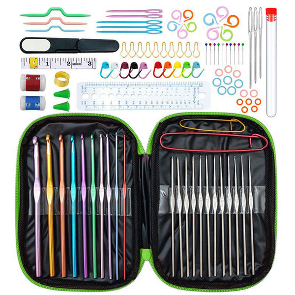 Green 100 Piece Crochet Kit With Storage Case For Beginners And Professionals Other Crocheting And Knitting