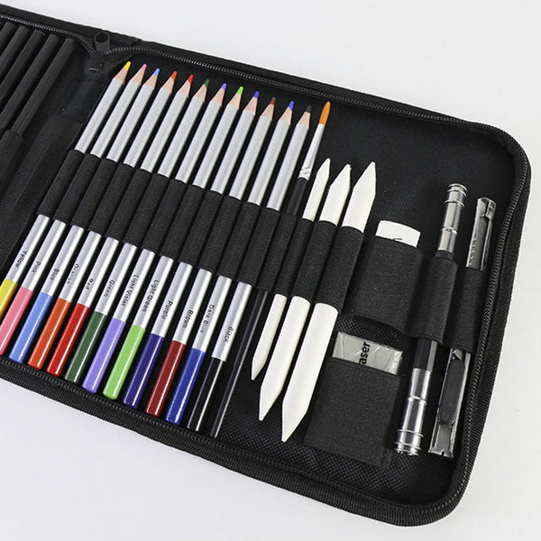 Blue 40 Piece Drawing Pencil Set Professional Art Kit In Convenient Storage Case Other Drawing Supplies