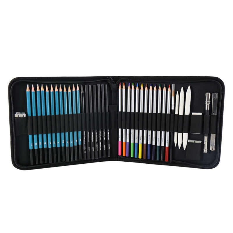 Light Blue 40 Piece Drawing Pencil Set Professional Art Kit In Convenient Storage Case Other Drawing Supplies