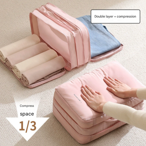 Elosung Beige Multifunctional Compact Travel Organiser Bag Stores 6 8 Essentials For Easy Access Packing Organisers