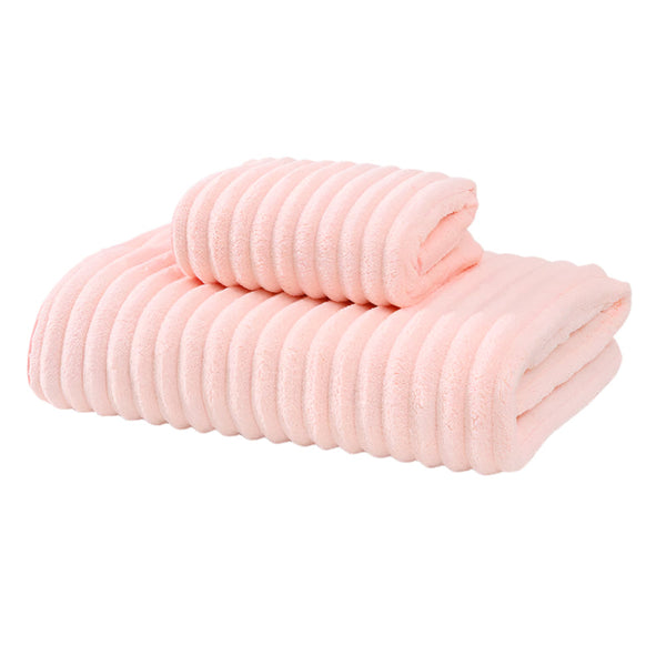 Striped Model Pink Luxury White Bath Towel And Hand Set Ultra Soft Absorbent Towels & Washcloths