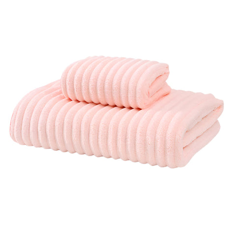 Striped Model Pink Luxury White Bath Towel And Hand Set Ultra Soft Absorbent Towels & Washcloths