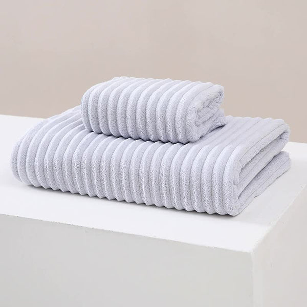 Striped Model Grey Luxury White Bath Towel And Hand Set Ultra Soft Absorbent Towels & Washcloths