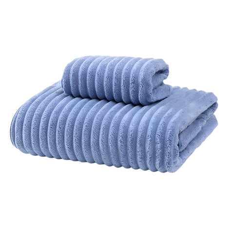 Striped Model Blue Luxury White Bath Towel And Hand Set Ultra Soft Absorbent Towels & Washcloths