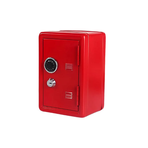 Red Mini Metal Safe Box With Combination Lock And Key Compact Security Storage Safes