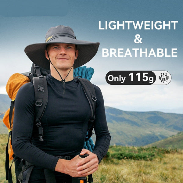 Black Outdoor Uv Protection Wide Brim Boonie Hat With Mesh Ventilation Hats