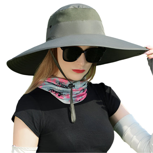 Military Green Wide Brim Sun Protection Hat With Face Shield Adjustable For Ultimate Uv Hats