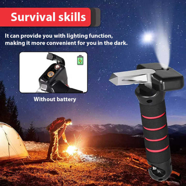 Elosung Blue Emergency Car Breaker Tool With Led Flashlight Compact Safety & Multi Purpose Hammers & Mallets