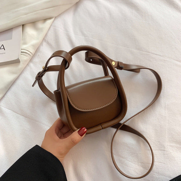 Brown Compact Crossbody Leather Handbag Chic And Stylish For Everyday Use Women's Bags & Handbags