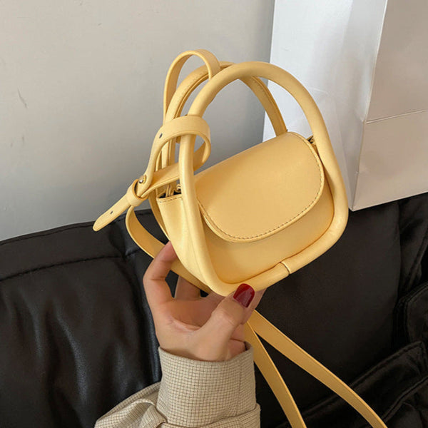 Yellow Compact Crossbody Leather Handbag Chic And Stylish For Everyday Use Women's Bags & Handbags