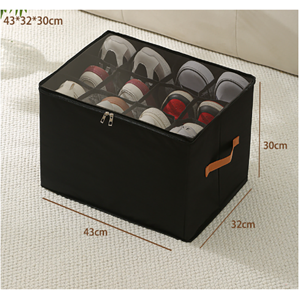 Black Multi Compartment Shoe Organizer Storage Box Space Saving And Convenient For Closet Organization Shoe Organisers