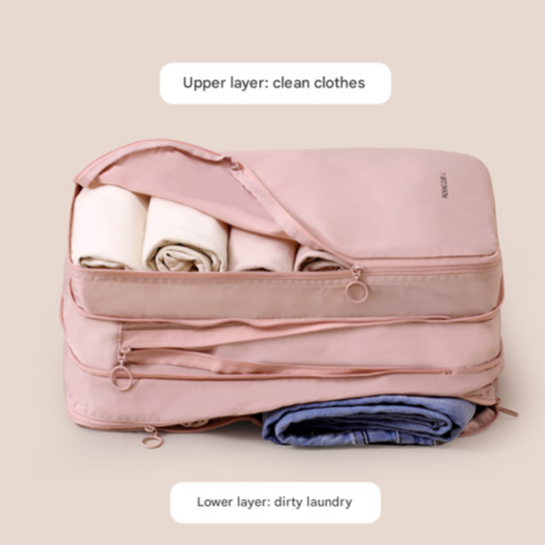 Elosung Beige Big Size Multifunctional Compact Travel Organiser Bag Stores 6 8 Essentials For Easy Access Packing Organisers