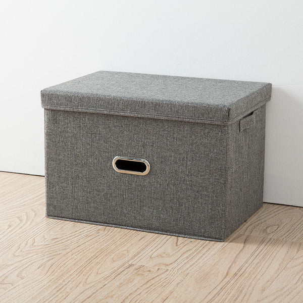 Grey Storage Fabric Bin With Lid Compact And Stylish For Organizing Your Home Storage Bins & Baskets