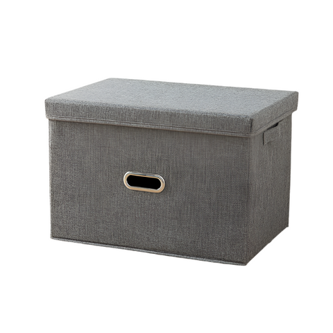Grey Storage Fabric Bin With Lid Compact And Stylish For Organizing Your Home Storage Bins & Baskets