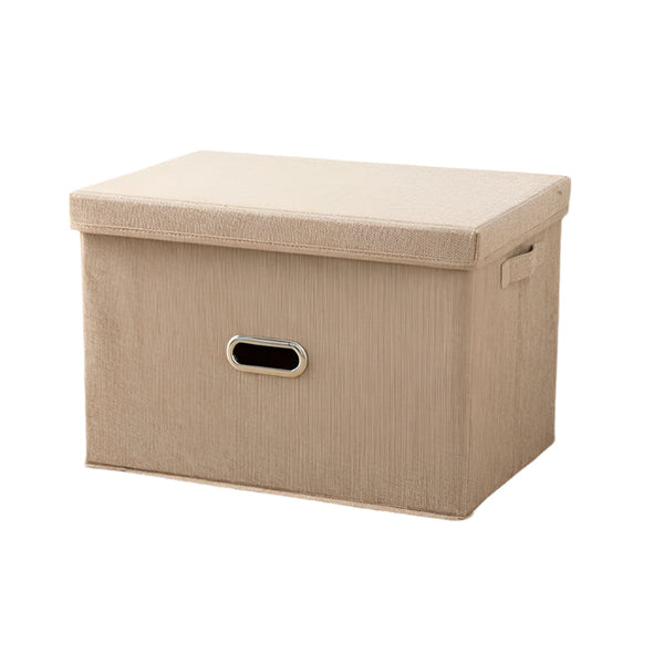 Elosung Beige Storage Fabric Bin With Lid Compact And Stylish For Organizing Your Home Storage Bins & Baskets