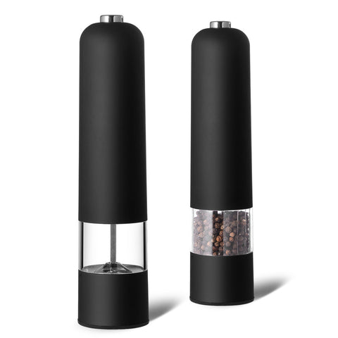 Elosung Black Elegant Red Electric Salt And Pepper Grinder Modern Compact For Effortless Seasoning Salt & Pepper