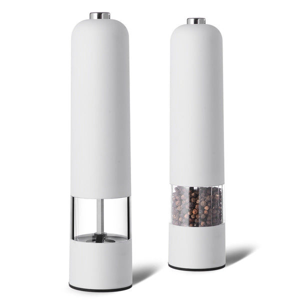 White Elegant Red Electric Salt And Pepper Grinder Modern Compact For Effortless Seasoning Salt & Pepper