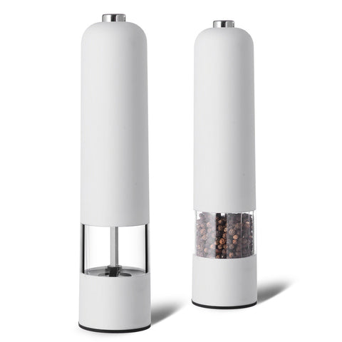 White Elegant Red Electric Salt And Pepper Grinder Modern Compact For Effortless Seasoning Salt & Pepper