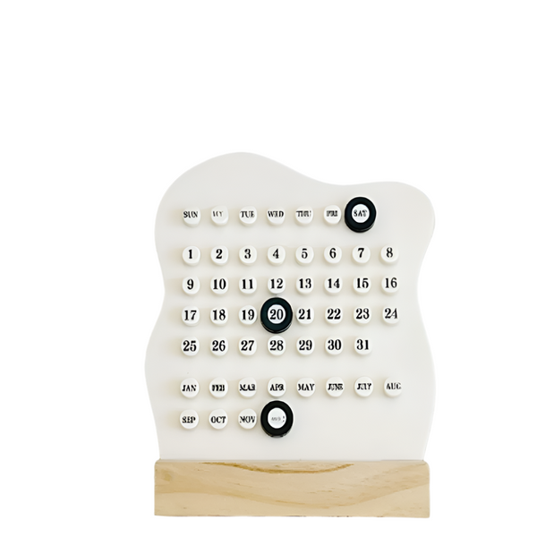 Elosung 2 Pcs White Minimalist Wooden Desktop Calendar Stylish And Functional For Organizing Your Time Other Home Décor