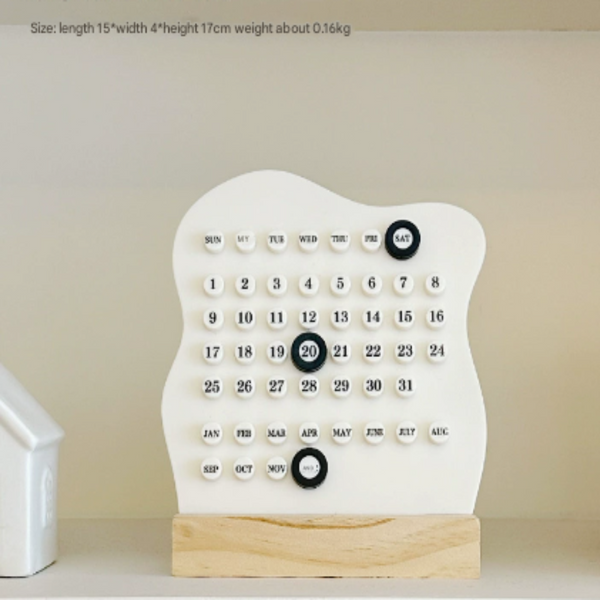 Elosung 2 Pcs White Minimalist Wooden Desktop Calendar Stylish And Functional For Organizing Your Time Other Home Décor