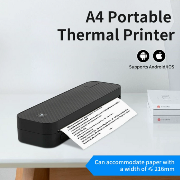 Elosung White A4 Thermal Printer For Android/Ios Compact Wireless Supports Paper Width = 216Mm Printers