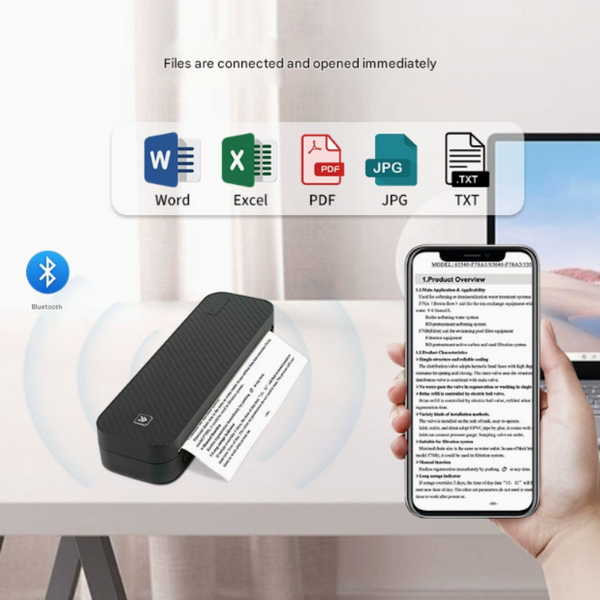 Elosung White A4 Thermal Printer For Android/Ios Compact Wireless Supports Paper Width = 216Mm Printers