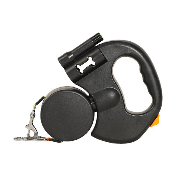 Black Replaceable Battery Dog Leash With Flashlight Leads & Head Collars