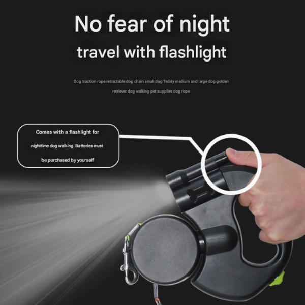 Elosung Red Replaceable Battery Dog Leash With Flashlight Ideal For Night Walks Suitable Small To Large Breeds Leads & Head Collars