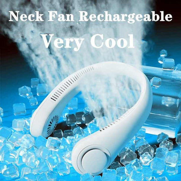 Elosung 2 Pcs White Neck Fan Hands Free Personal Quiet And Ideal For Outdoor Indoor Use Placeholder