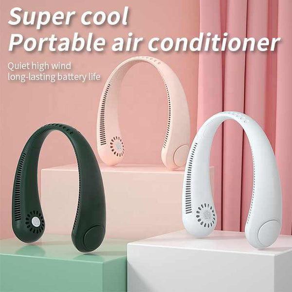 Elosung 2 Pcs White Neck Fan Hands Free Personal Quiet And Ideal For Outdoor Indoor Use Placeholder