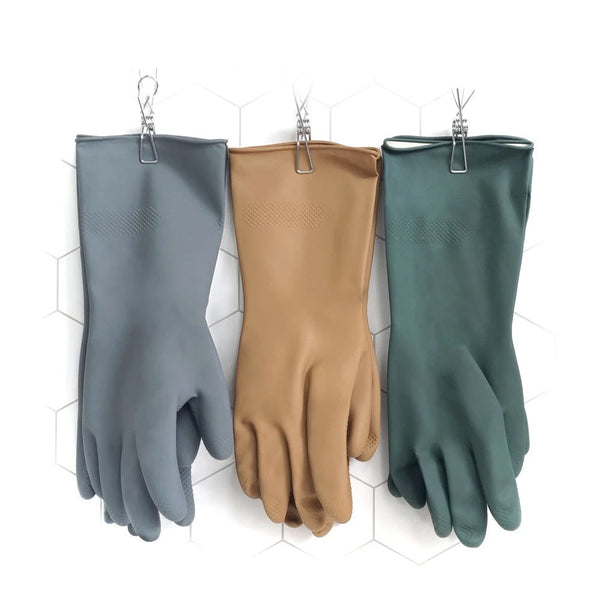 Grey Set Of 3 Pairs Durable Rubber Gloves Waterproof Comfortable Ideal For Household And Cleaning Tasks_Gray Cleaning Gloves