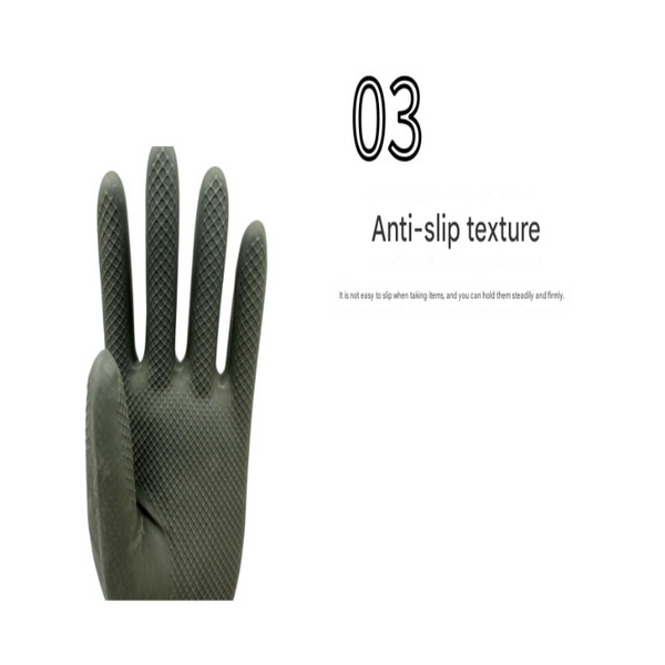 Grey Set Of 3 Pairs Durable Rubber Gloves Waterproof Comfortable Ideal For Household And Cleaning Tasks_Gray Cleaning Gloves