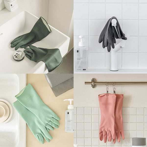 Blue Set Of 3 Pairs Durable Rubber Gloves Waterproof Comfortable Ideal For Household And Cleaning Tasks Cleaning Gloves