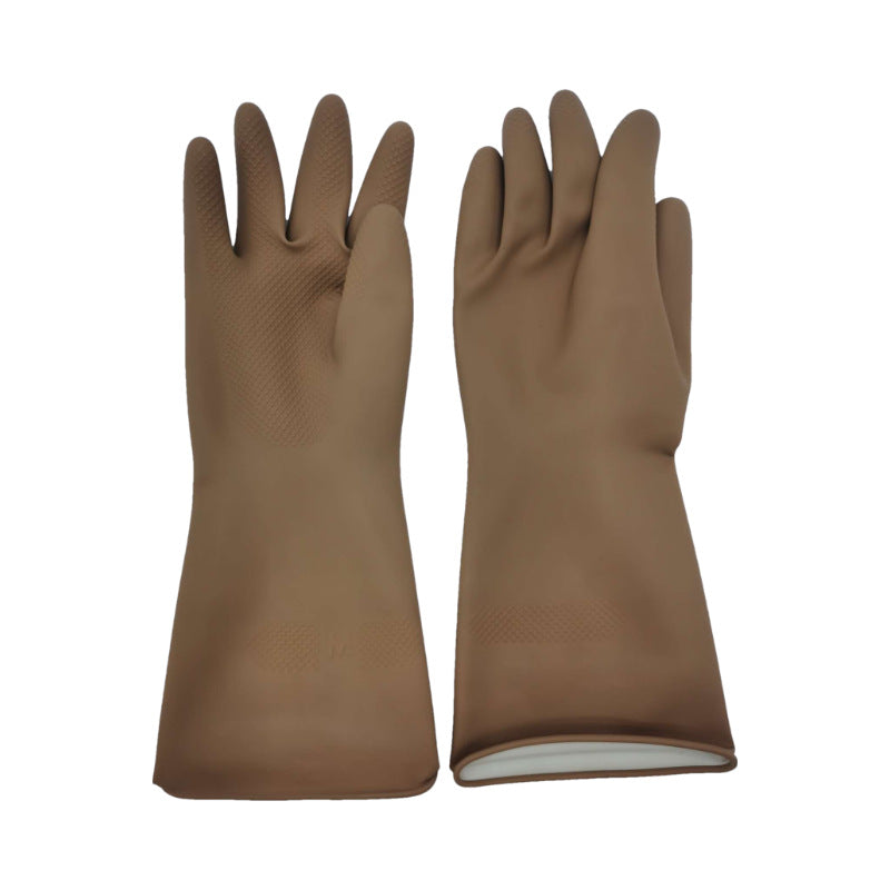 Brown Set Of 3 Pairs Durable Rubber Gloves Waterproof Comfortable Ideal For Household And Cleaning Tasks Cleaning Gloves