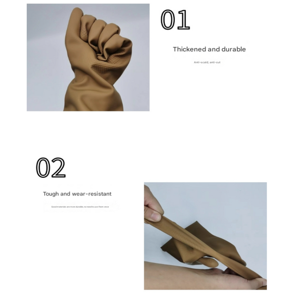 Brown Set Of 3 Pairs Durable Rubber Gloves Waterproof Comfortable Ideal For Household And Cleaning Tasks Cleaning Gloves