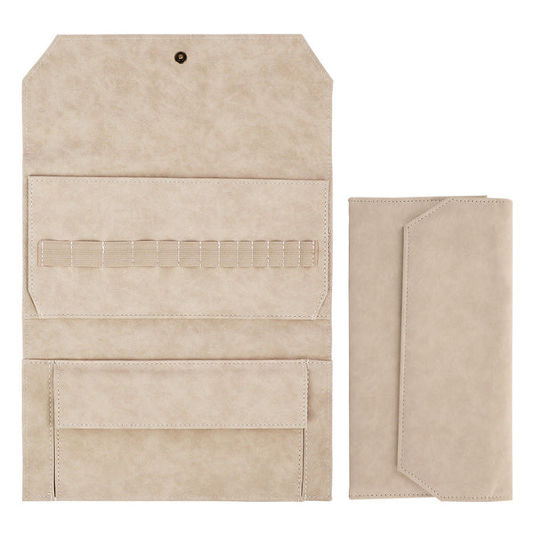 Khaki Crochet Accessories Storage Pouch Soft Leatherette Organizer For Hooks And Tools Knitting Totes & Cases