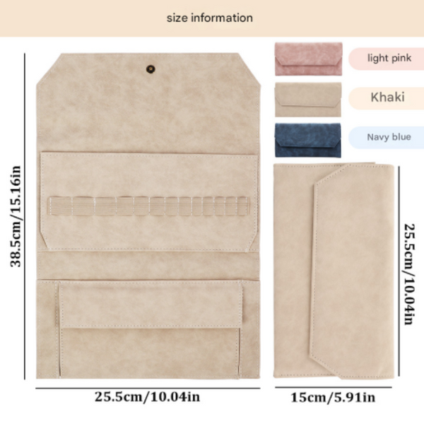 Navy Blue Crochet Accessories Storage Pouch Soft Leatherette Organizer For Hooks And Tools Knitting Totes & Cases