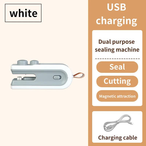White Mini Sealing Machine 2 Piece Set Compact And Portable Ideal For Food Bag Vacuum Sealers
