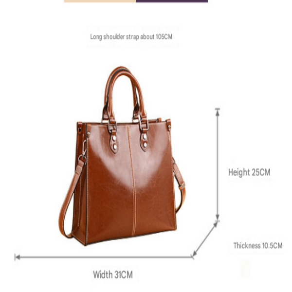 Black Elegant Leather Handbag Stylish Brown Tote With Strap Spacious And Durable Women's Bags & Handbags