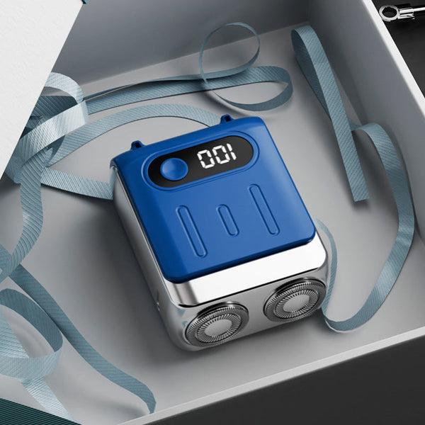 Blue Electric Shaver Compact And Portable Usb Rechargeable With Digital Display Ergonomic Design Men's Shavers