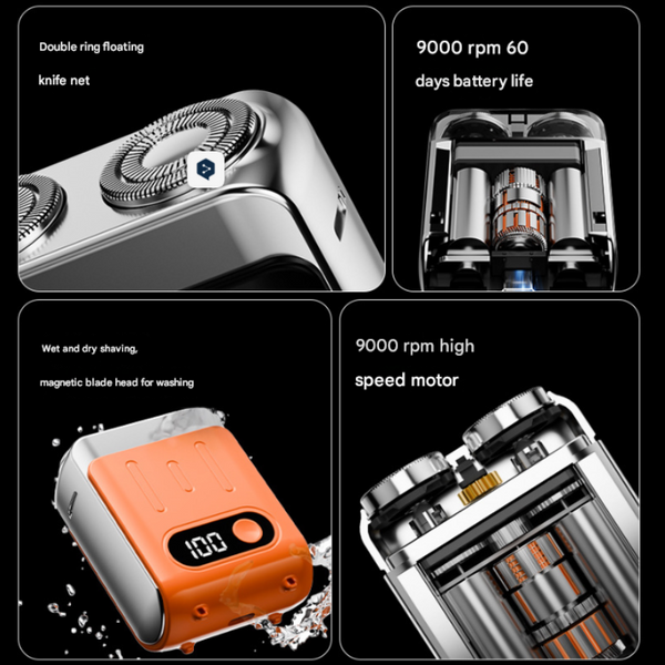 Blue Electric Shaver Compact And Usb Rechargeable With Digital Display Ergonomic Design Men's Shavers