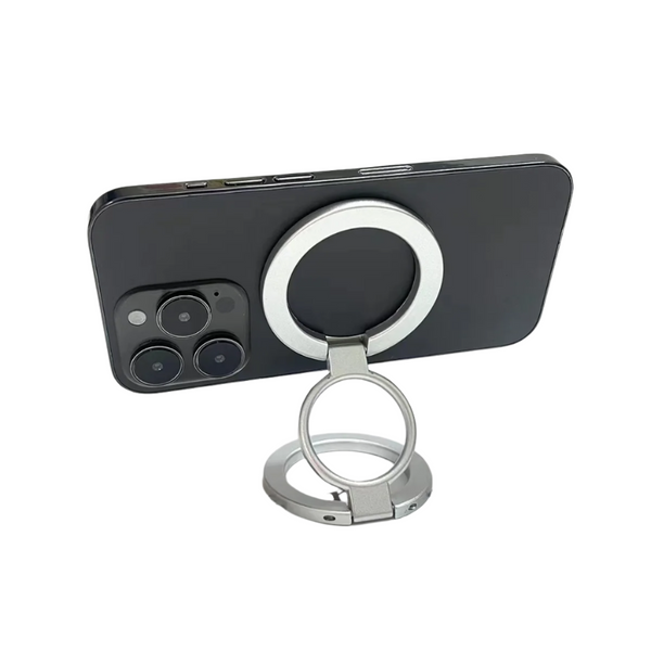 Silver Magnetic Phone Ring Stand 360 Degree Rotating Slim Design Convenient Grip Hands Free Viewing Mounts & Holders