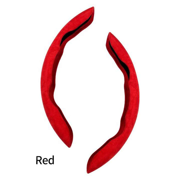 2 Pcs Red Steering Wheel Cover Soft And Comfortable Fits 38Cm Diameter Wheels Steering Wheel Covers