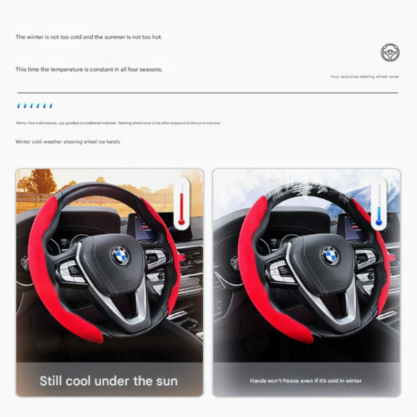 2 Pcs Red Steering Wheel Cover Soft And Comfortable Fits 38Cm Diameter Wheels Steering Wheel Covers