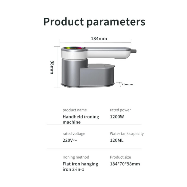 Grey Mini Electric Iron Rotating Handheld Garment Steamer Portable Wrinkle Remover For Clothes Compact Home And Travel Use Electric Steamers