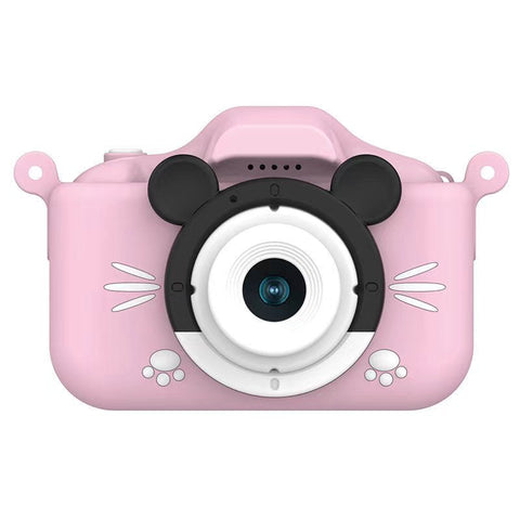 Elosung Pink Mouse Motifs Cute Kids Digital Camera Cat Themed Hd With 32Gb Memory Card Digital Cameras