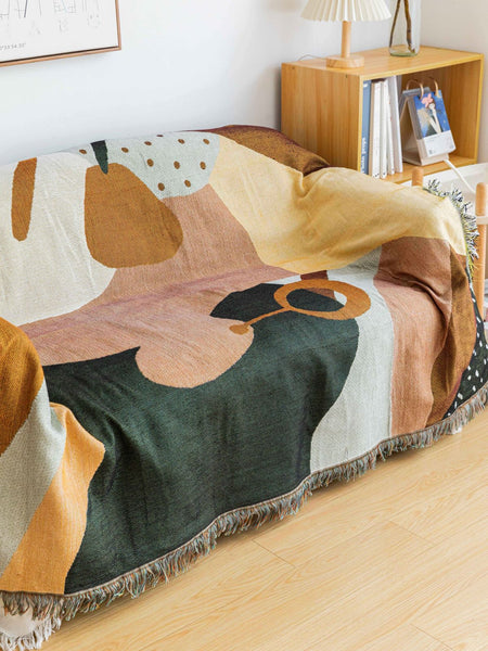 Elosung Boho Abstract Woven Blanket 180X130cm Decorative Throw With Tassel Edges Blankets