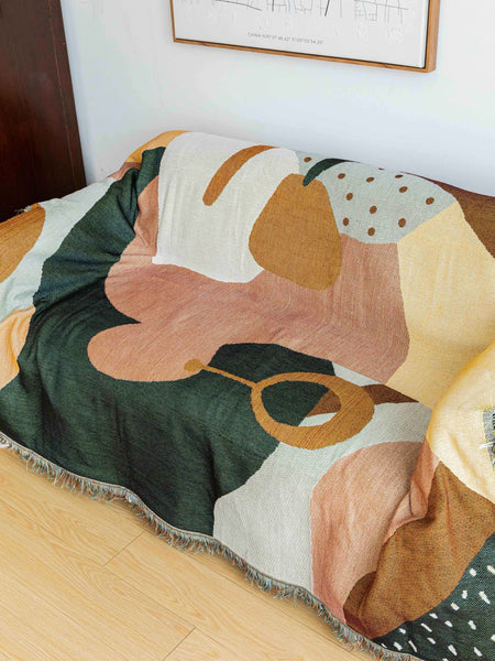 Elosung Boho Abstract Woven Blanket 180X130cm Decorative Throw With Tassel Edges Blankets